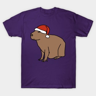 Christmas Capybara Wearing Santa Hat T-Shirt